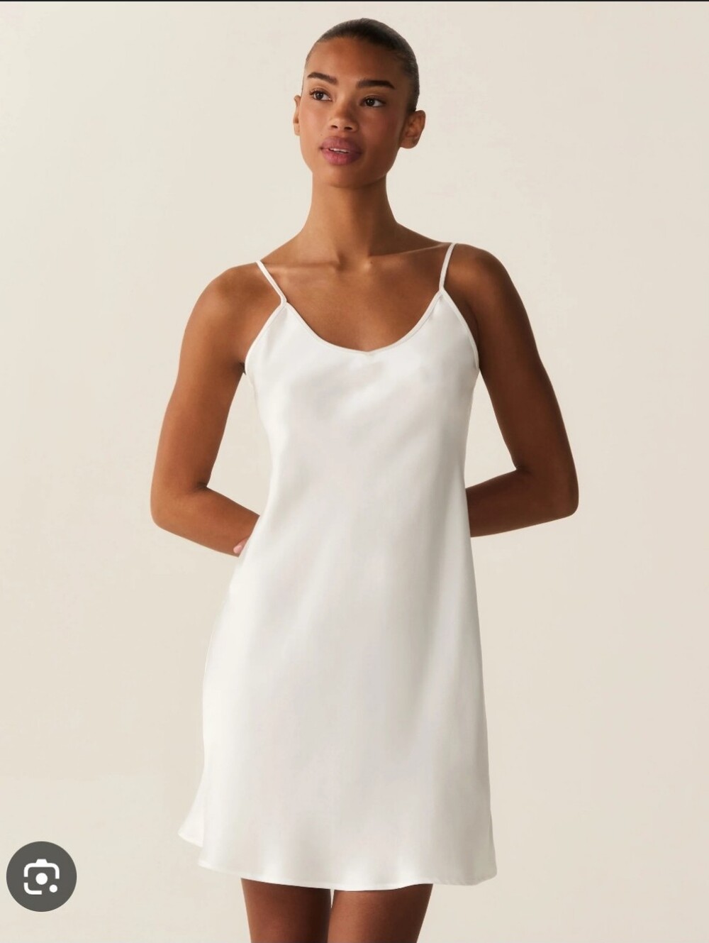 Intimately Free People Silky Back-Tie Chemise Slip - White S